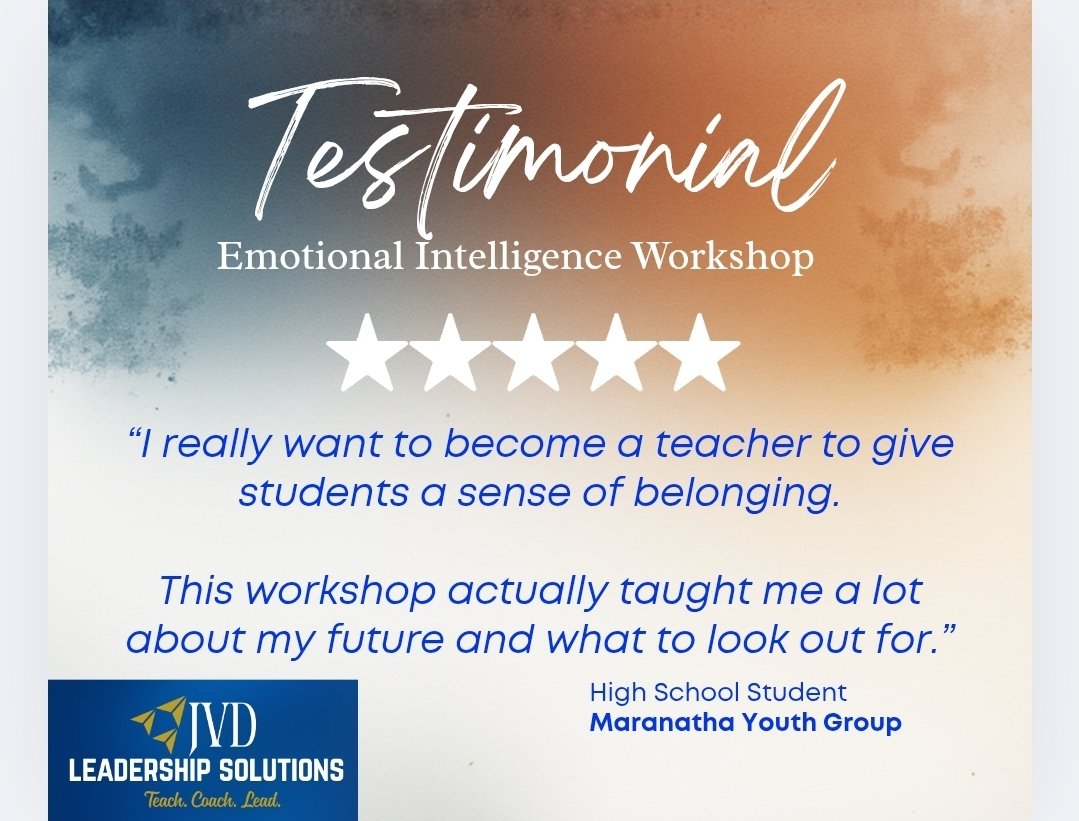 After my recent Emotional Intelligence Workshop with a group of high school students, one participant shared this:

&gt; “I really want to become a teacher to give students a sense of belonging.
This workshop actually taught me a lot about my future and what to look out for.”