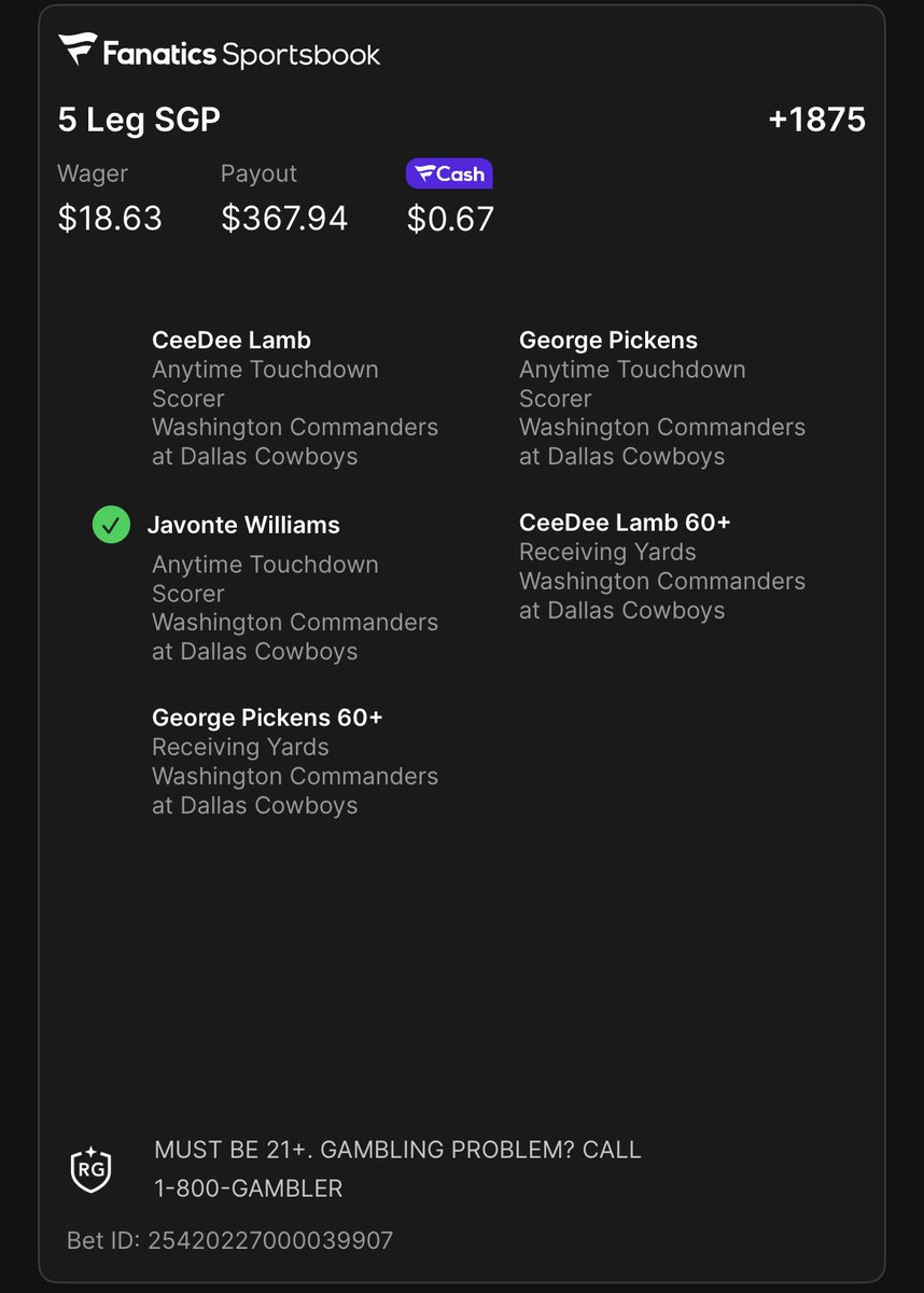 3 of 5 legs cashes in the first quarter 
If you want plays like this check our bio and join free! #DallasCowboys #nfl #cdlamb #tombrady