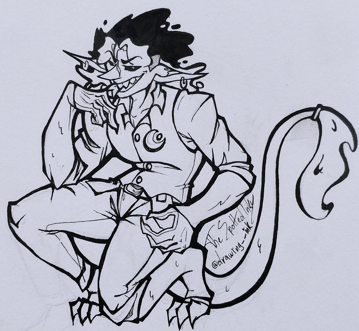 Inkybee4116924's tweet photo. It's my fur/persona~ INKY ! demon form 🫴✨~ I forgot their necklace but it’s a detail 😩

#PERSONA #traditionalart #art
#artist #Fursona https://t.co/6HfCXxIx2y