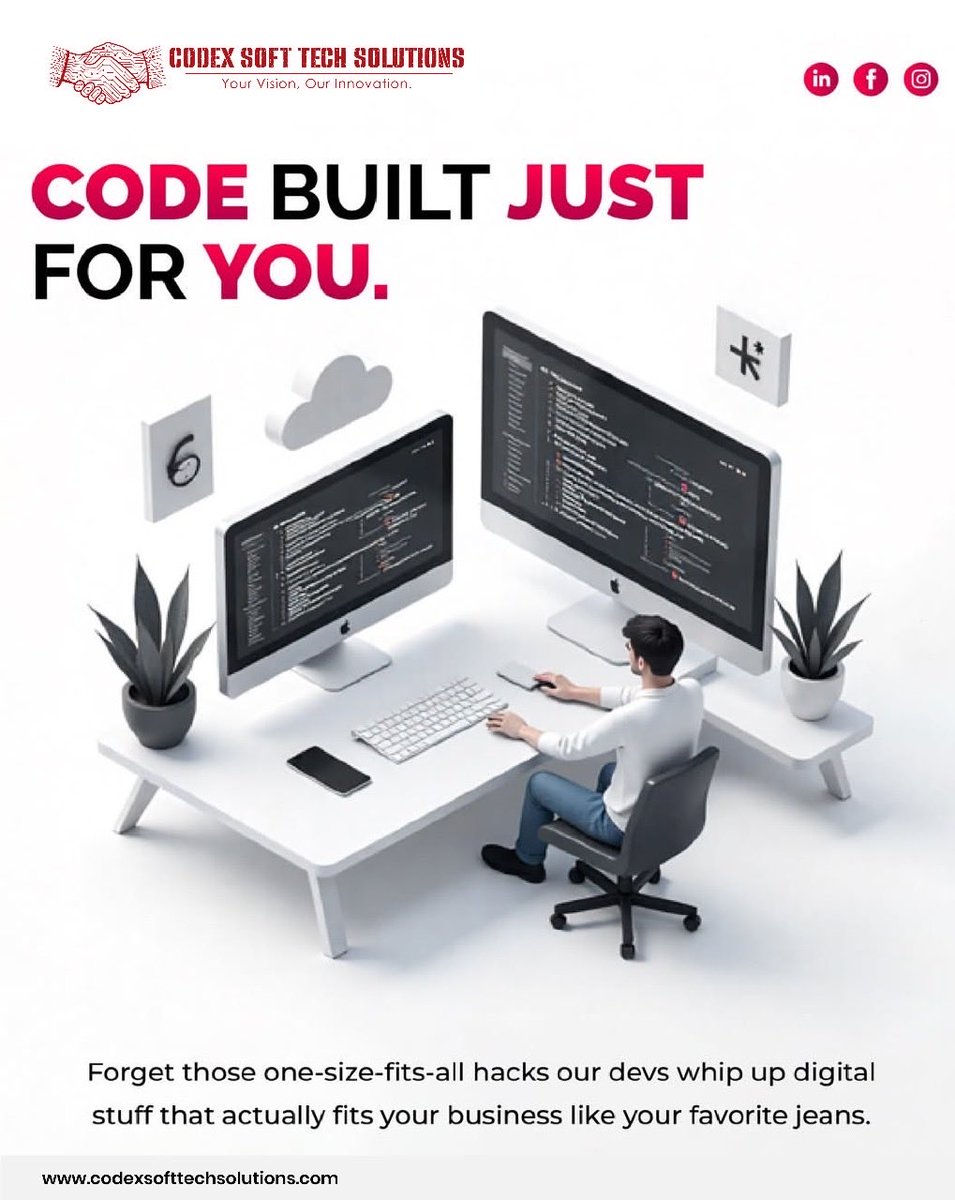 codexsofttechs_'s tweet image. Custom code, crafted just for you not one-size-fits-all. 🚀
Build your digital future with Codex Soft Tech Solutions.
#CodexSoftTechSolutions #WebDev #AppDev #TechSolutions