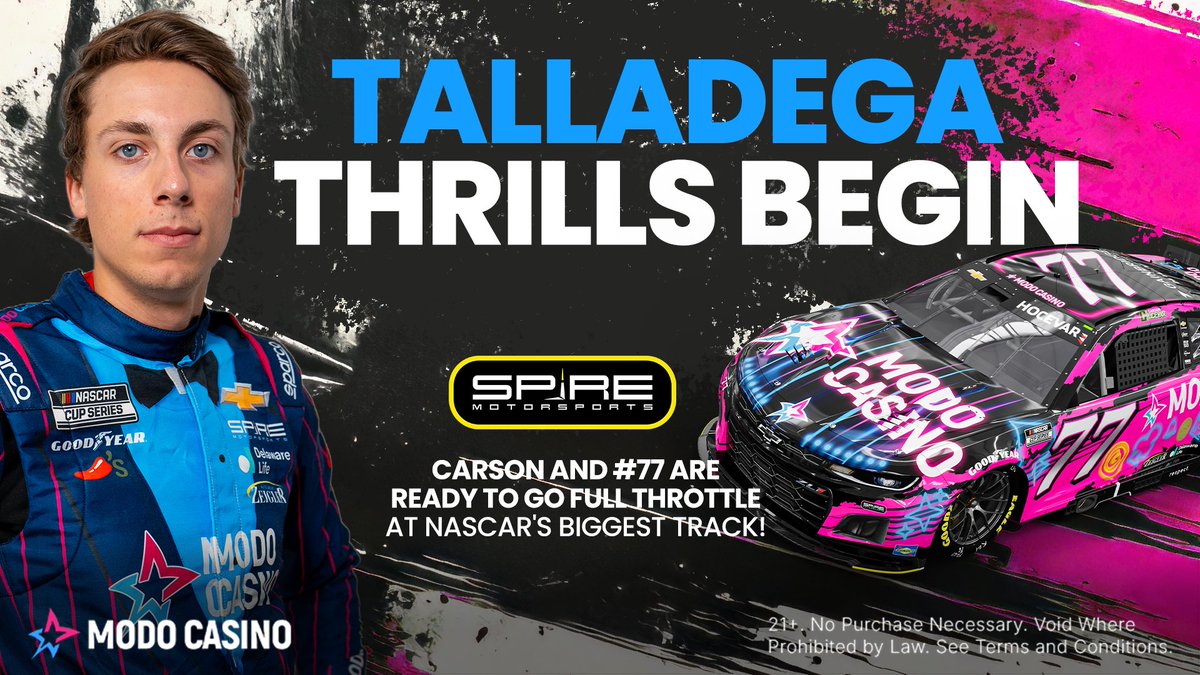 🏁 TALLADEGA TIME! <a href="/CarsonHocevar/">Carson Hocevar</a> #77 ready! 🎰
👇 Who's watching? 🏎️

#ModoCasino