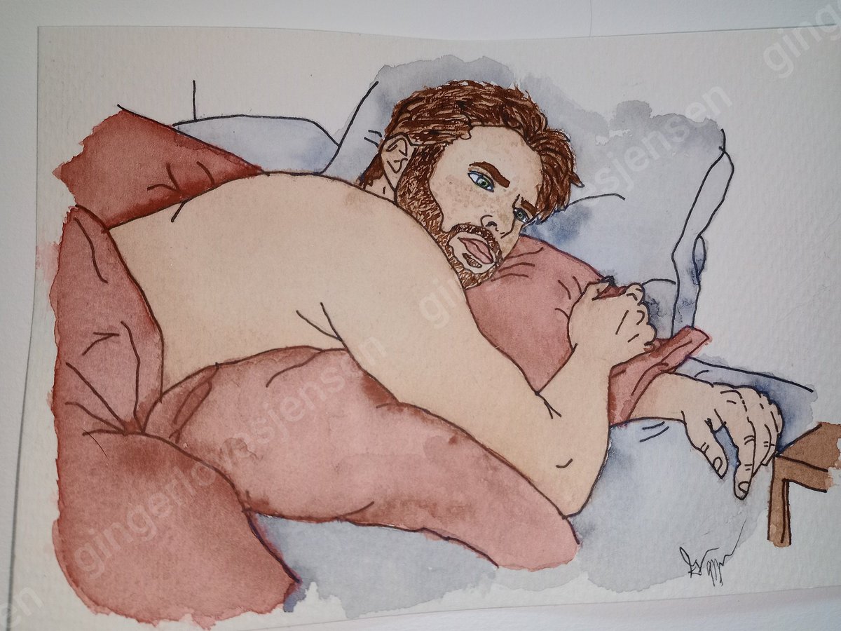 My watercolor painting of Jensen Ackles as Mark Meachum. 1st pic no flash 2nd pic w/ flash. Not the best &amp; I see mistakes/things I can improve but I had fun &amp; it's not going to end up in the trash. I keep all my original sketches so I can try again.

#JensenAckles #countdown