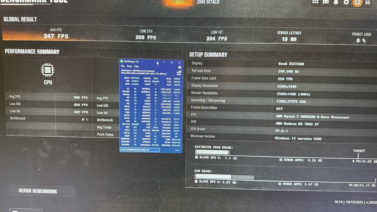 LookitsAllSkill's tweet image. About to be the ONLY optimizer to hit over 500fps on CPU still (and w/9800x3d not even a 9950x3d)
As you see I’m hitting 490 w/trash GPU and NO timings. Once I do ram timings and test for stability I’ll be well over 500 🔥 🔥
If I had 5090 I’d prob be over 500 already