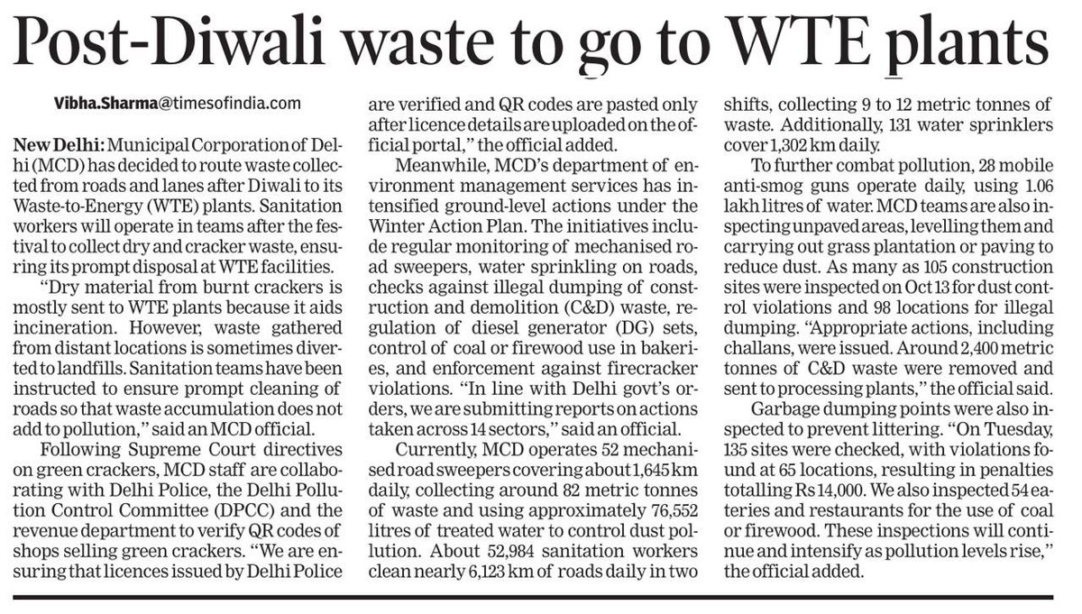 First, government encourages to burst crackers to create emissions. 

Then, they incinerate the cracker waste to create more emissions. 

No wonder we live in the most polluted capital in the world.

timesofindia.indiatimes.com/city/delhi/pos… via <a href="/journo_vibha/">Vibha Sharma</a> <a href="/timesofindia/">The Times Of India</a> 

 <a href="/CAQM_Official/">Commission for Air Quality Management</a>