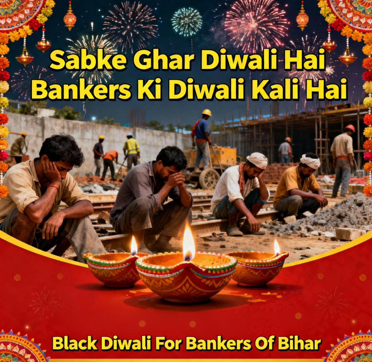 Anshdgrrr8's tweet image. #Bihar के बैंककर्मी इस साल दिवाली नहीं मना पाएंगे। क्योंकि माननीय @CMOfficeBihar @NitishKumar तथा @ECISVEEP के द्वारा बैंकर्स की छुट्टी कैंसिल कर दी गई है। बाकी आप सभी को #दीपावली की हार्दिक बधाई। @samrat4bjp @RBI @ABPNews @BBCHindi @ZeeNews @CNNnews18 @ChVenkatachalam @cnnbrk