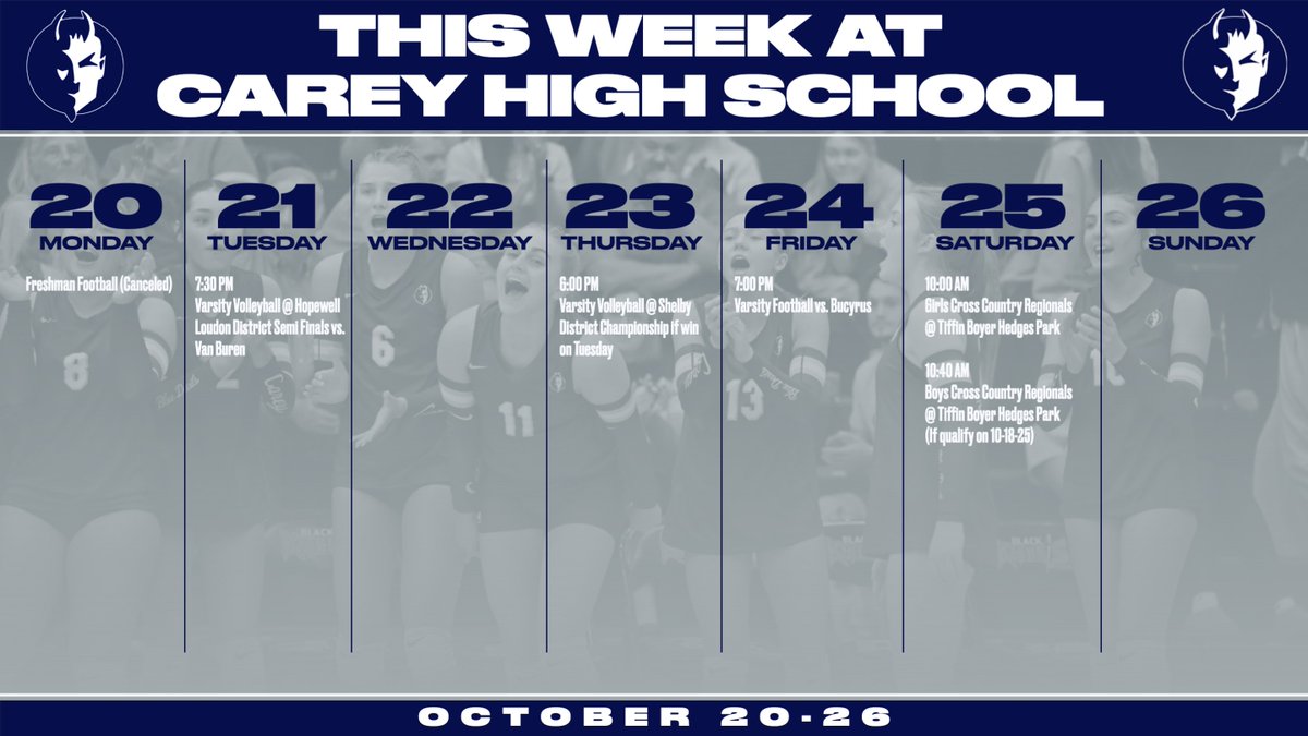 CHS Athletics for the Upcoming week with some big events for our Blue Devils!