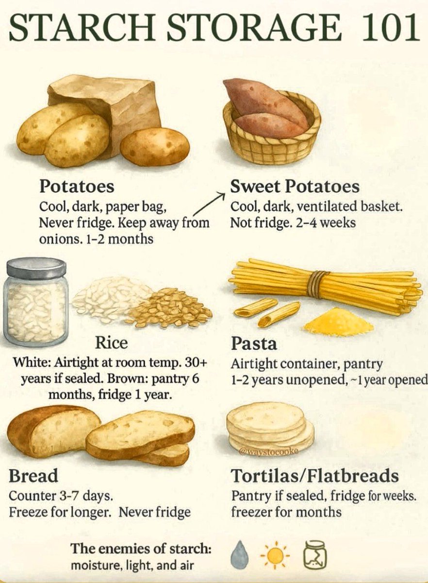 jacques_behar's tweet image. A Guide to Starches &amp;amp; How to Properly Store &apos;em 🧑🏻‍🍳🧑🏻‍🍳🧑🏻‍🍳
#culinaryknowledge