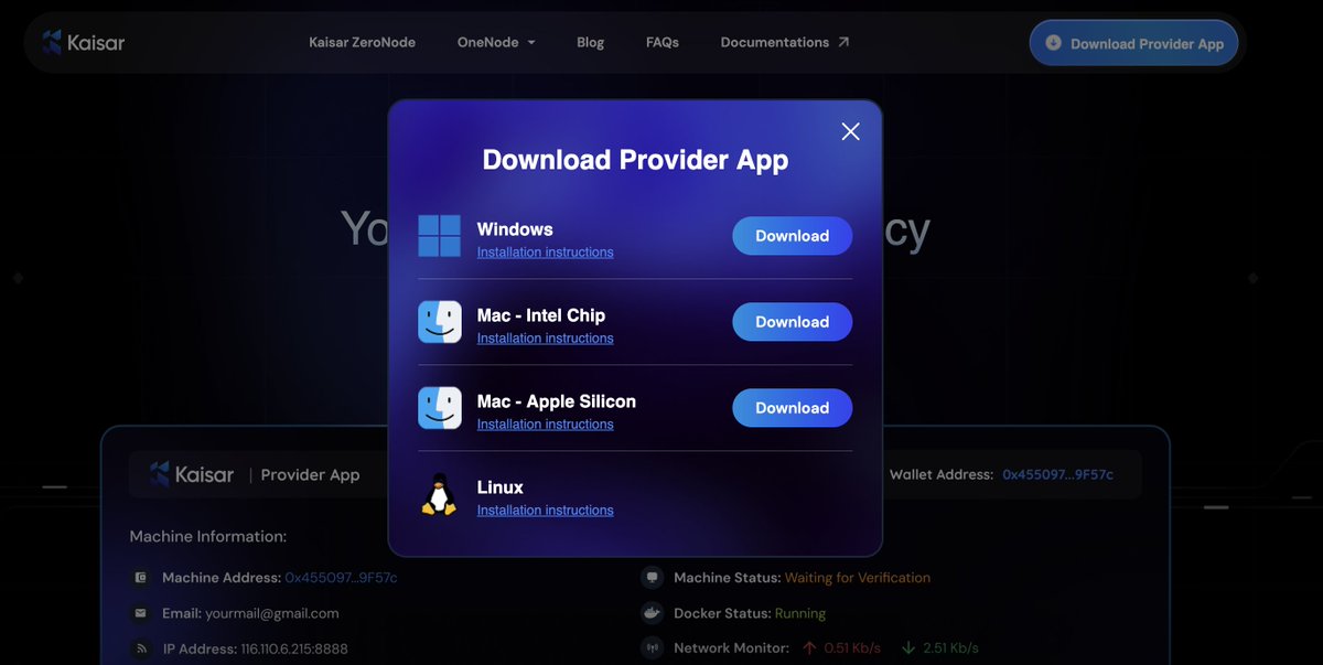KaisarNetwork's tweet image. Update complete ✅

The latest Kaisar Provider App is live - optimized for better performance, stability and energy efficiency.

You can now reinstall and start running the app again to continue earning vKAI.

The next generation of decentralized AI infrastructure starts here!