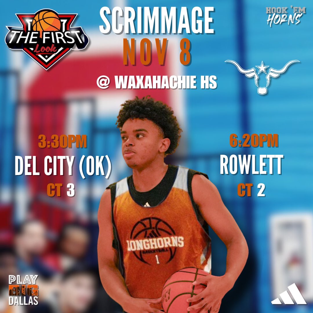 WTWhiteHoops's tweet image. Headed to The First Look scrimmage where we match up against Del City OK (3:30pm) &amp;amp; Rowlett (6:20pm), at Waxahachie HS. 

#Nov8 #Starts #TheFirstLook #WeAreTheNorth #HornsUnite #PlayBigDallas #HornsUp @UmanaAni