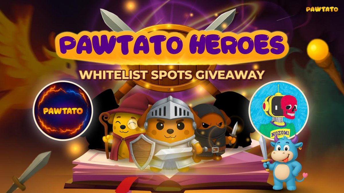 📢 Another GIVEAWAY here: 15 Whitelists for Heroes Mint 

 😎 Easy to participate:

- Follow <a href="/PhamHauVan103/">TwentySui (SuiNS Council)</a> and <a href="/PawtatoFinance/">Pawtato Finance | Sui</a>
- Like and share this post 
- Tag 3 friends 
- Comment your Sui wallet  

⏳ 3 days. 
Good luck to everyone. Ready for your Heroes!!