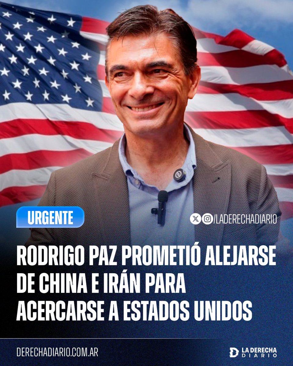 laderechadiario's tweet photo. 🚨🇧🇴🇺🇸 | El presidente electo boliviano de centroderecha, Rodrigo Paz, prometió alejar a Bolivia de China e Irán para acercarse a los Estados Unidos. https://t.co/6dWOdSLslE