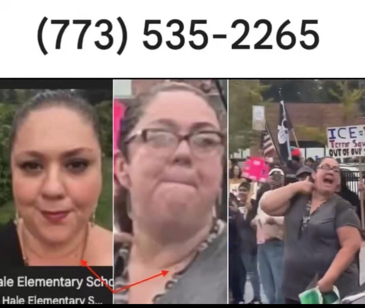 JamesJ53505's tweet image. 🚨BREAKING - Lucy Martinez, the Chicago teacher who mocked and reenacted Charlie Kirk’s assassination at a protest yesterday, works for Nathan Hale Elementary School in Chicago, where she teaches pre-K through eighth grade. 

Contact the school’s safety number.