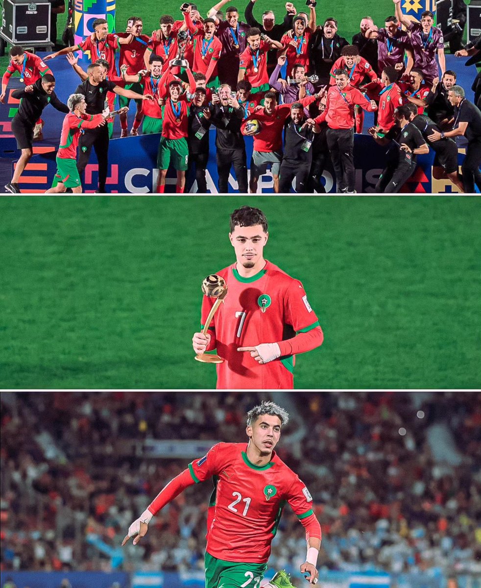 البطل ⬅️ المغرب 🏆

أفضل لاعب ⬅️ عثمان معما 👑

هداف البطولة (بالمناصفة) ⬅️ ياسر زبيري ⚽️ 

كأس العالم للشباب برعاية المنتخب المغربي 🇲🇦😎