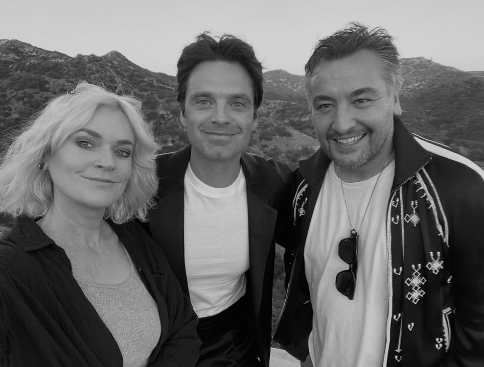 Sebastian Stan with his hairstylist Erica Adams and his stylist Michael Fisher 💘