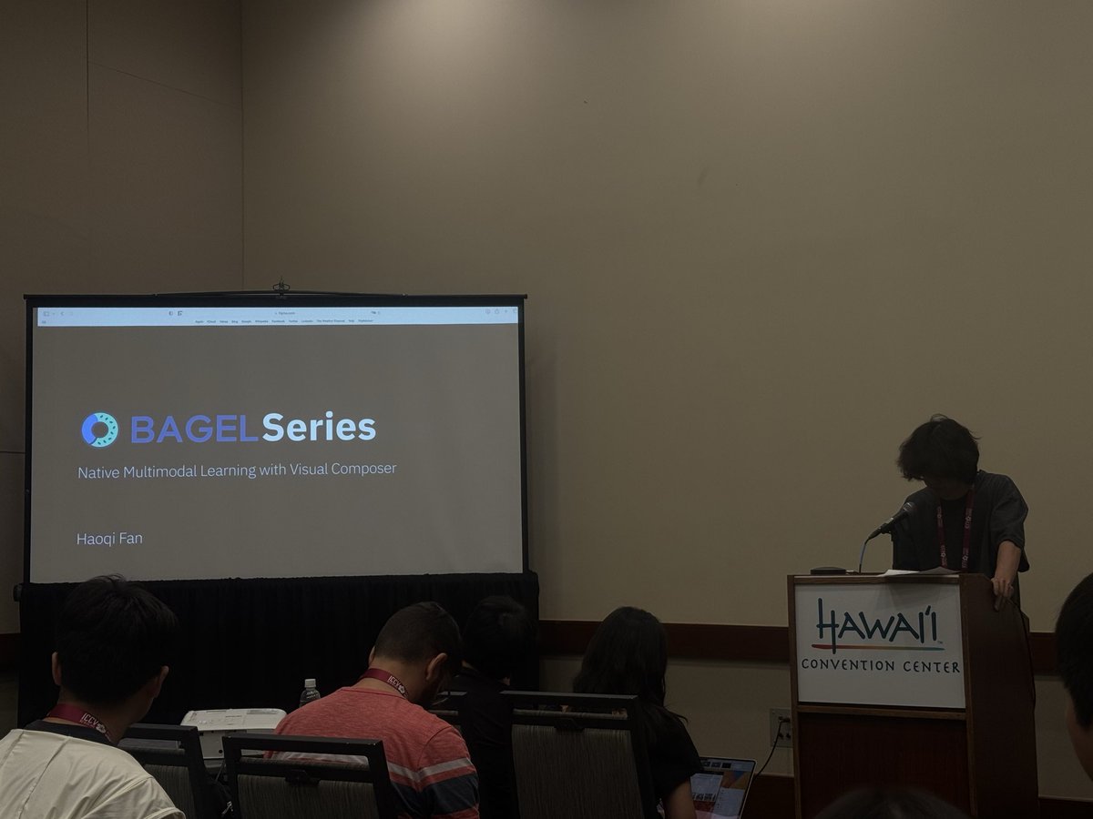 jacklangerman's tweet image. time travel back to bagel 1 (emergent reasoning), bagel world (interleaved data), and *released today* bagel light (trained on 32 gpu in ~1 week)