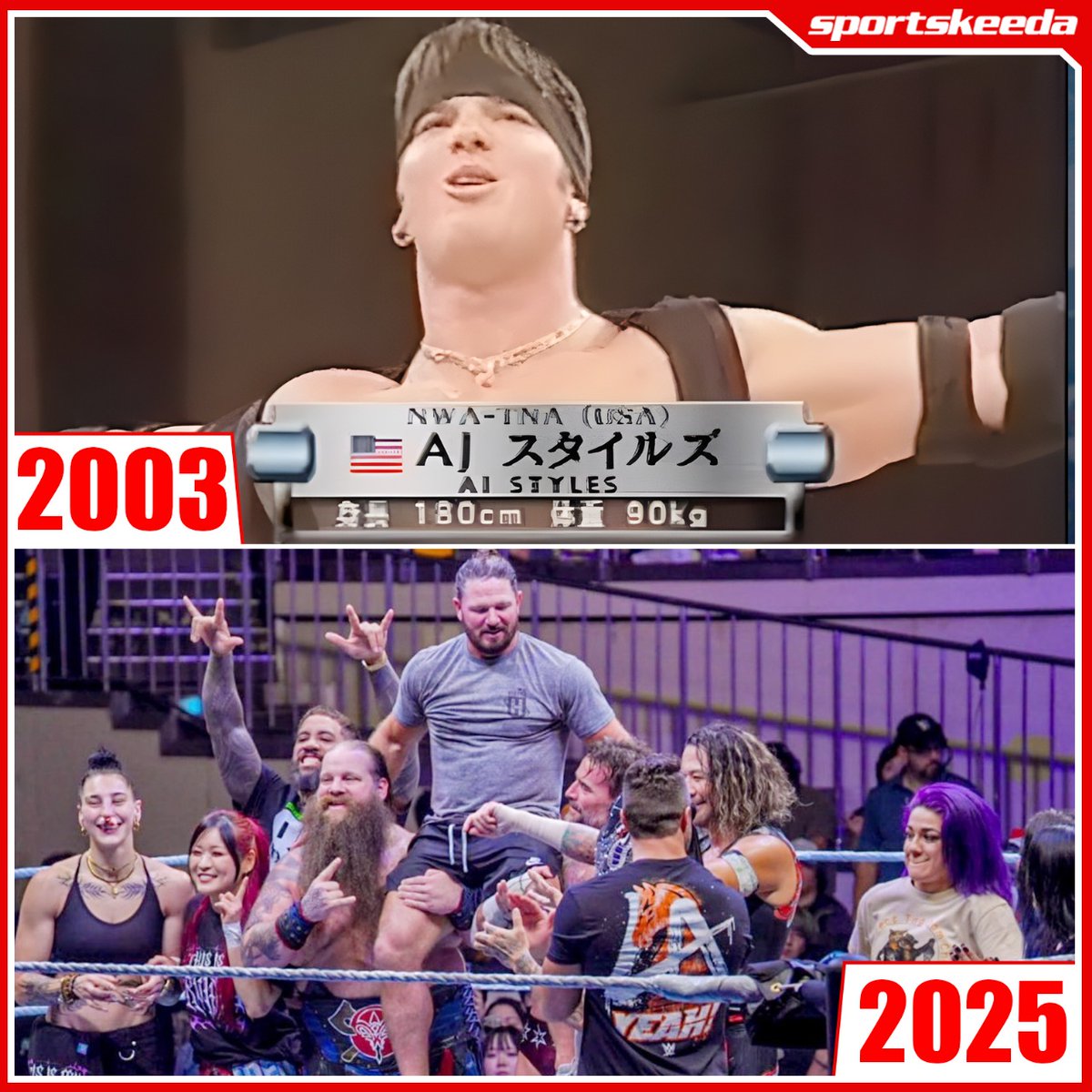 SKWrestling_'s tweet image. 22 years ago, he stepped into Japan as TNA's rising star.
Today, he bids farewell as a WWE legend.
AJ Styles, a PHENOMENAL career in every sense. ❤️ 💯 
sk.news/N1Zs11