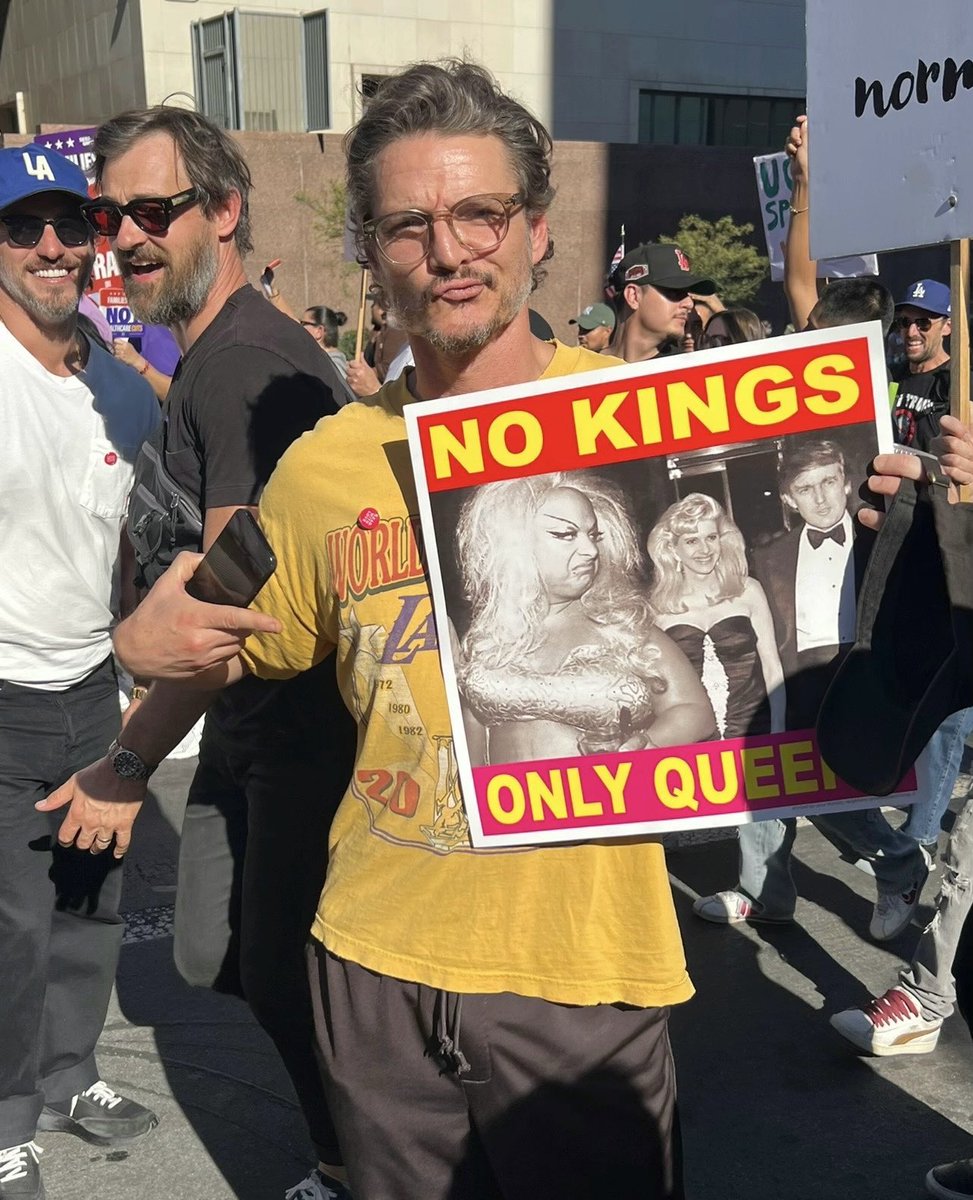 Pedro Pascal was spotted at the ‘No Kings’ protest in Los Angeles.