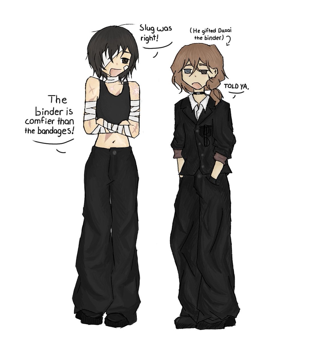 uhizai's tweet image. dazai’s first binder! #transzai #太中 #dachuu