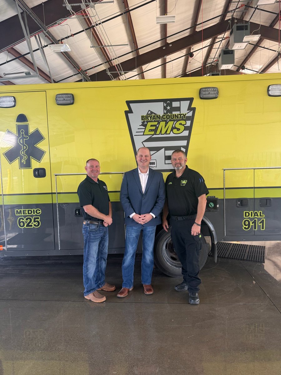Thank you to my friend, former Representative Dustin Roberts, for taking me around Durant and taking me to visit with Bryan County EMS. Our EMS heroes do incredible life-saving work and I am grateful for them. 

I have been proud to support first responders in the legislature and