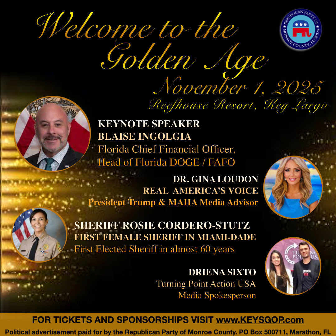 FloridaKeysGOP's tweet image. 2025  Reagan Day Dinner is here! Join us for Keynote speaker FL CFO head of DODGE Blaise Ingoglia @GovGoneWild 
@RealAmVoice Host @RealDrGina 
1st Female Miami-Dade Sheriff 
@Sheriff_Rosie
@TPUSA Spokesperson
@DrienaSixto 
 and Chairwoman 
@RhondaLopezFL 
KeysGOP.com