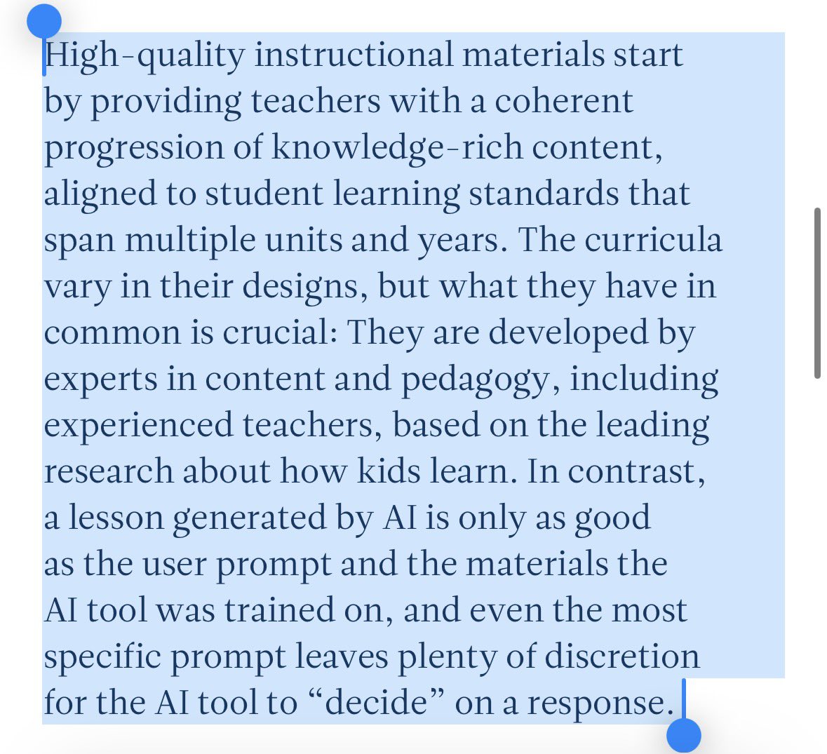 CurriculumMatrs's tweet image. Our PLN got to hear about CourseMojo, an AI curriculum support that works WITH quality materials to support teachers + students in places like @AldineISD & Sumner County. @scottlangford72
Heather Peske explains the importance of vetting AI materials too!
nctq.org/research-insig…