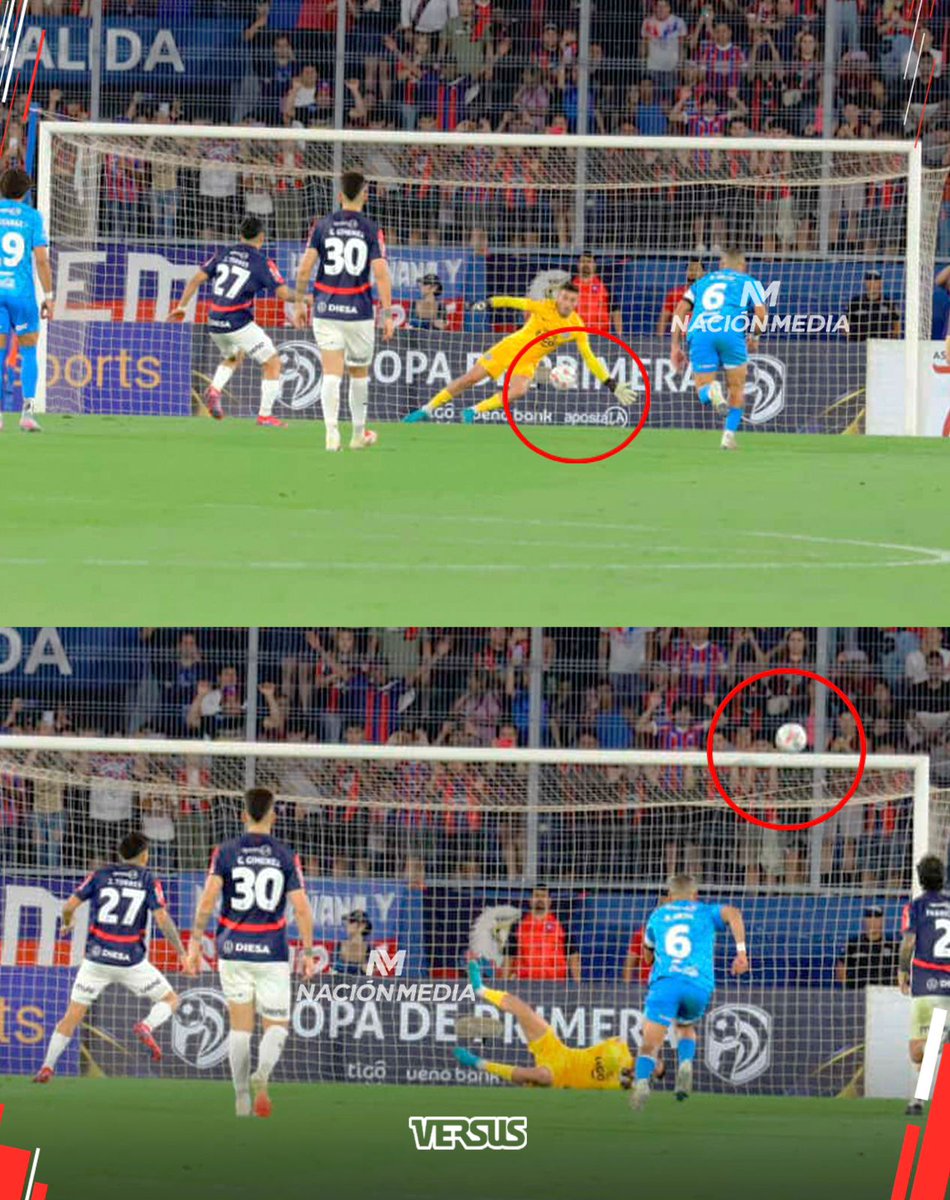 SomosVsSports's tweet photo. ¡"San Olveira" para Olimpia!

#Clausura2025 | El arquero uruguayo, Gastón Olveira, le tapó dos penales a Jonatan Torres.

Luego de la primera pena máxima, Juan Gabriel Benítez tuvo mandó a repetir el tiro por un adelantamiento del charrúa.

#futbolparaguayo #CerroPorteño #Olimpia https://t.co/1o3FhAaC6W