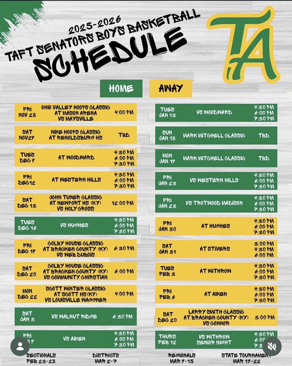 Senior Kingston Ross #1 Varsity Basketball Schedule 25-26