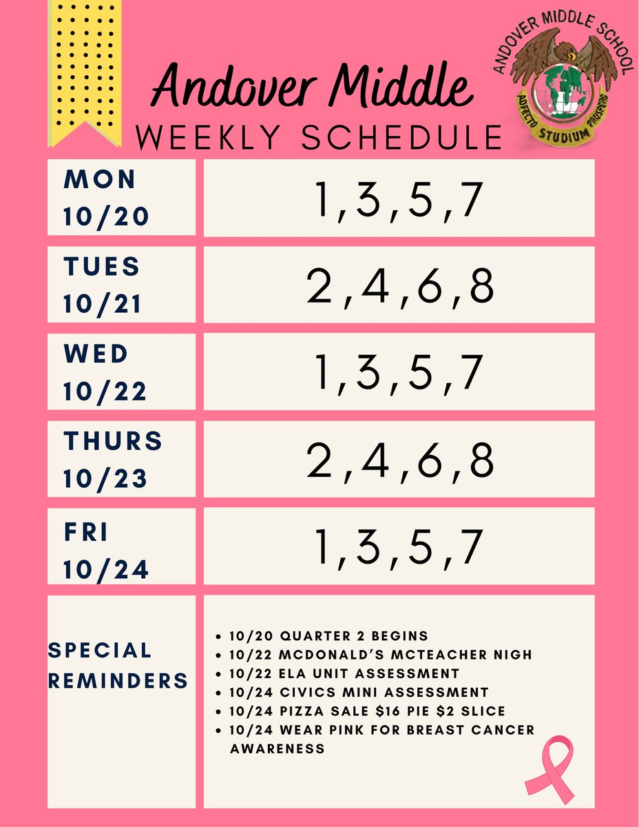 📅✨ Stay Informed. Stay Engaged. Stay Ready!
Andover students are soaring to excellence every day!
Check out this week’s calendar to stay on top of all the exciting events and important dates.
Let’s make it a great week, Eagles! 🦅💛