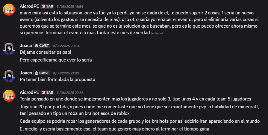 SopaSeca69's tweet photo. El 11/07 One es descartado del proyecto y Aicrod propone un nuevo evento o terminar al anterior, pero sin todas sus funciones, es decir, un trabajo inconcluso. Los aportantes al tener conocimiento de esto solo querían su dinero de vuelta, pues ya no había confianza. https://t.co/LzekBwvYjA