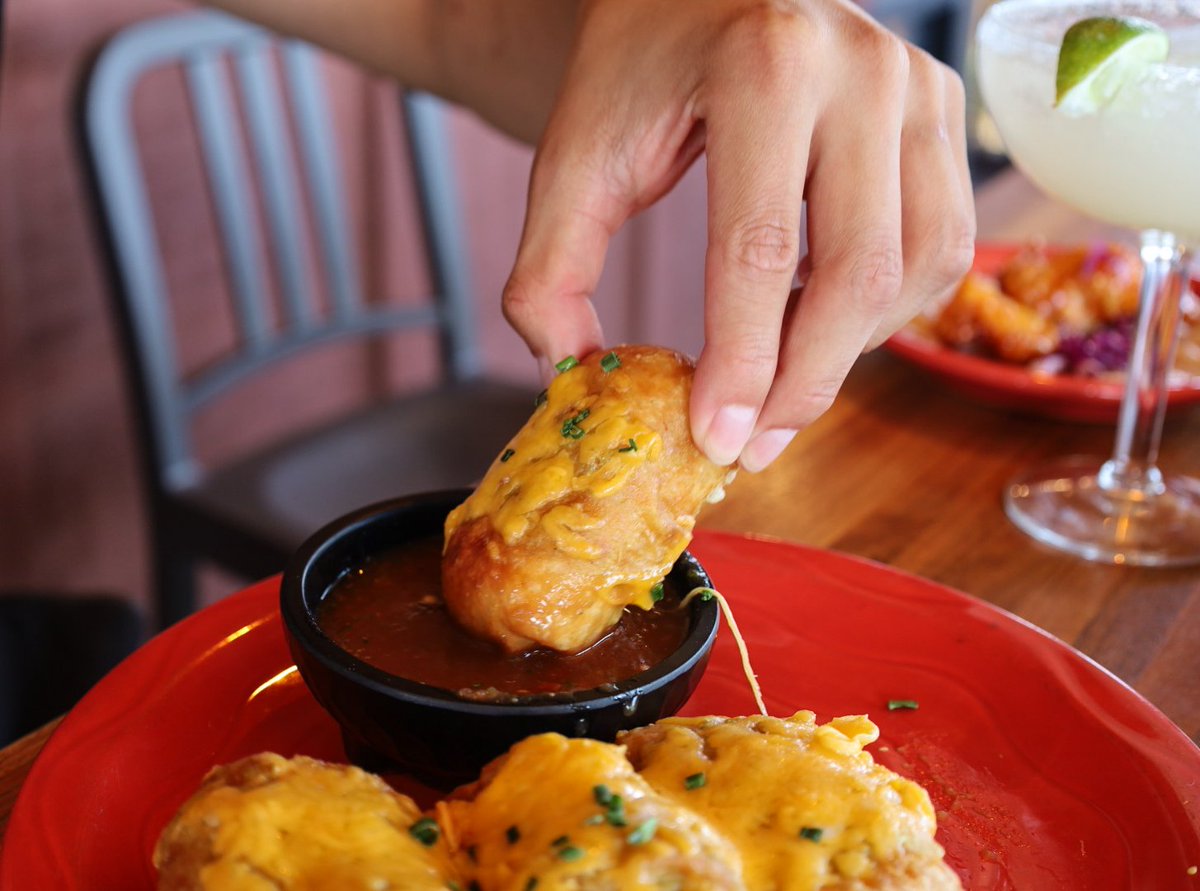 Golden, crispy perfection 😍 Try our Chicken Chimichangas filled with Tinga Chicken and Jalapeño Cream Cheese in every bite.
