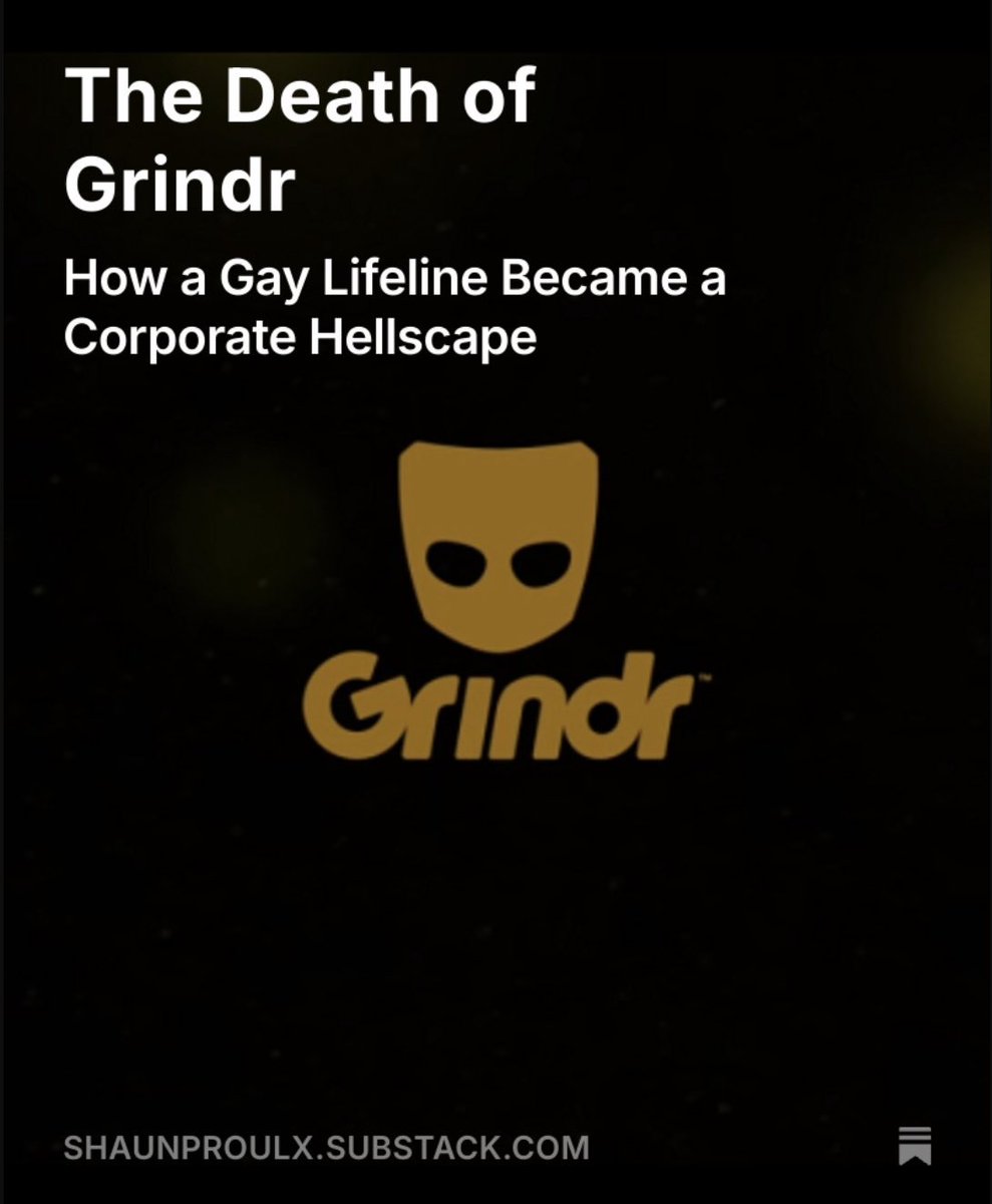 #Grindr was once a revolutionary app about men meeting men. What began as a digital revolution in connection has decayed into one of the most cynical corporate cash-grabs in queer history. Brand new Substack post: shaunproulx.substack.com
Please subscribe :) <a href="/Grindr/">Grindr</a>