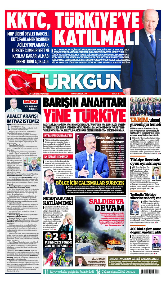 Gazetemizin 20 Ekim 2025 Pazartesi baskısını inceleyebilirsiniz... #Türkgün #turkgungazetesi