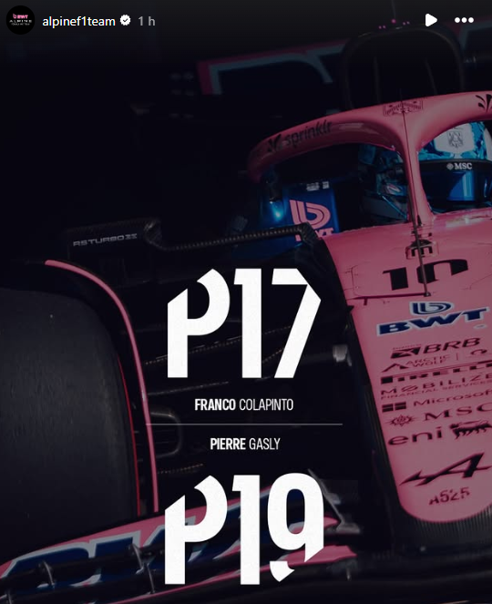 FormuMix's tweet photo. Alpine ya tenía preparada la Story de IG con la foto de Pierre jajaja... Le dio paja al CM cambiarla.

Seamos sinceros, si Franco no hacía el sobrepaso, esta semana teníamos comunicado Alpine, F1, FIA por nuestro comportamiento en redes.

Franco los salvó de tener que salir a pelear a los Argentinos otra vez. Sean agradecidos jeje

#USGP 
#siempreconel43