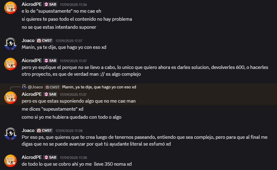 SopaSeca69's tweet photo. El 11/09 se vuelve a hablar con Aicrod para la fecha límite del pago y dice que “normal”. Sin embargo, llegada la fecha no se realiza y no sería hasta el 17/09 donde Aicrod confirmó que solo devolvería la mitad del dinero, a lo que los aportantes no accedieron. https://t.co/IYMKChIYRF