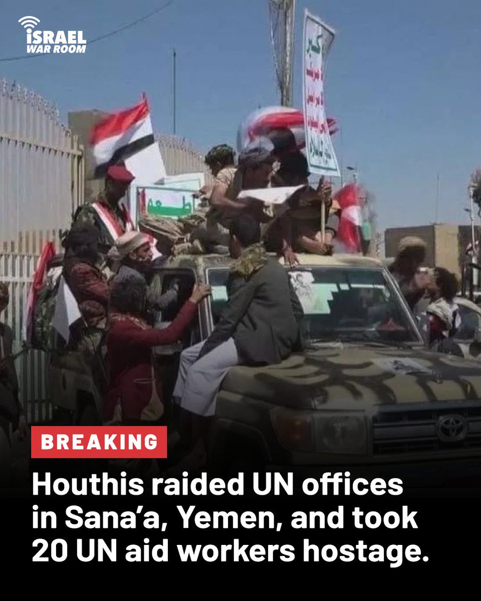 BREAKING: Iran-backed Houthi terrorists raided a UN facility in Yemen and took 20 UN workers hostage.

The Houthis are now holding 70+ UN aid members hostage (including <a href="/WFP/">World Food Programme</a>, <a href="/UNICEF/">UNICEF</a>, and <a href="/UNOCHA/">UN Humanitarian</a> staffers), as well as 10 members of the Eternity C crew.

Where's the outrage?