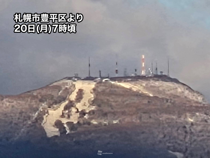 wni_jp's tweet image. 【手稲山 初冠雪】
週の始まりとなる今日10月20日(月)、札幌管区気象台は手稲山(ていねやま)の初冠雪を発表しました。
上空に寒気が流れ込んでいたため、山頂付近では雨ではなく雪が降ったとみられます。
利尻山、旭岳、斜里岳に続き、今季4つめの初冠雪の便りです。
weathernews.jp/news/202510/20…
