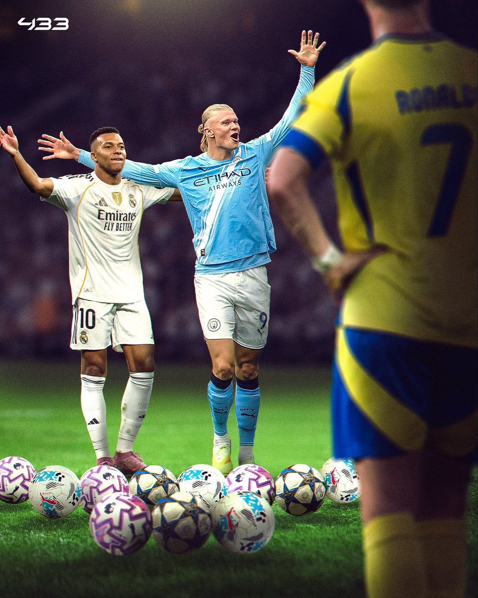 Kylian Mbappé and Erling Haaland have both scored in 1️⃣1️⃣ straight games 🥶⚽️

They’re now just one away from matching Cristiano Ronaldo’s record of 12 in a row across all competitions.

Their idol? 🇫🇷🇳🇴 Cristiano himself. 🇵🇹
No wonder they’re goal addicts. ⚽🔥