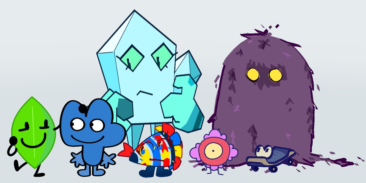 I've very much been enjoying how jnj is giving the different species in BFDI their own specific art styles. It's very unique! I think I want to do the same with some of our own species. Testing it out with Gemlings, Willows, and Stellar Objects!