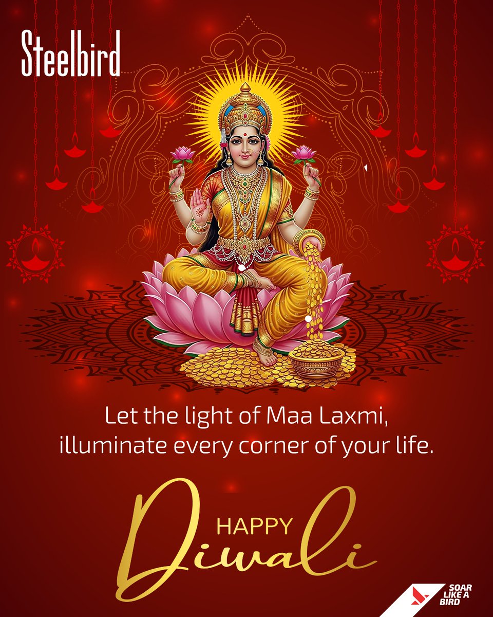 As Maa Laxmi steps into your home this Diwali, may her divine light spark new beginnings, brighter dreams, and boundless prosperity! 💫
Here’s to a glowing season of joy, love, and togetherness. 🪔Happy Diwali! 🌟 

#LightUpYourLife #DiwaliVibes #MaaLaxmiBlessings