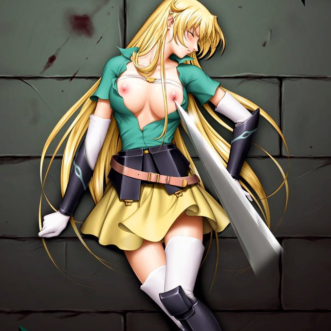 #殺伐としたTLに唐突に流れるオッパイ 人生で一度でいいから剣でオッパイを突いてみたい!プニプニ 昔ゲーム用に作った絵の差分ですが、興味があればHPでDL出来るのでプレイしてみてね。