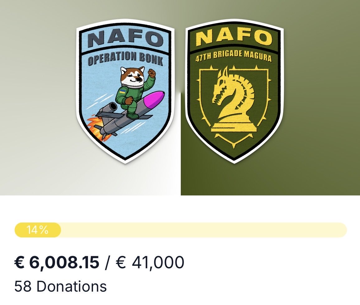 Thank you to everyone that’s liked, shared, commented or donated. We have raised €6,000 towards the NAFO Trucks so far

Let’s keep up the pressure so we can get these trucks delivered to the frontlines asap

Donate here
help99.co/patches/brickt…

Or find more information out below
