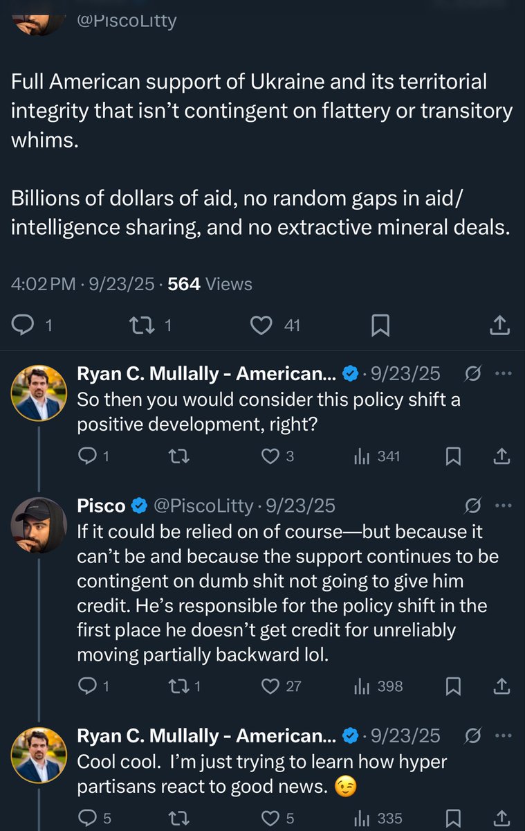 I wonder who could have predicted that the new super pro-Ukraine “position” of Trump was not reliable and that he shouldn’t be given credit for it? Hmm.

And yet people like Piers Morgan and <a href="/RyanCMullally/">Ryan C. Mullally - American Deist</a> are insistent that we give credit to Trump for stuff we can’t rely on.