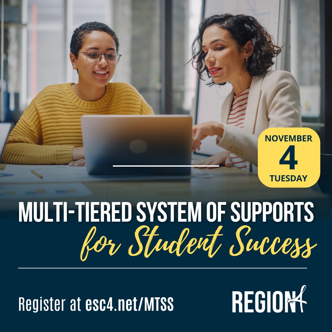 Join this virtual session on Tuesday, Nov 4. Build stronger systems of support for every learner. Explore explicit instruction, UDL, and the Interconnected Systems Framework to strengthen MTSS.

Register: escweb.net/tx_esc_04/cata…