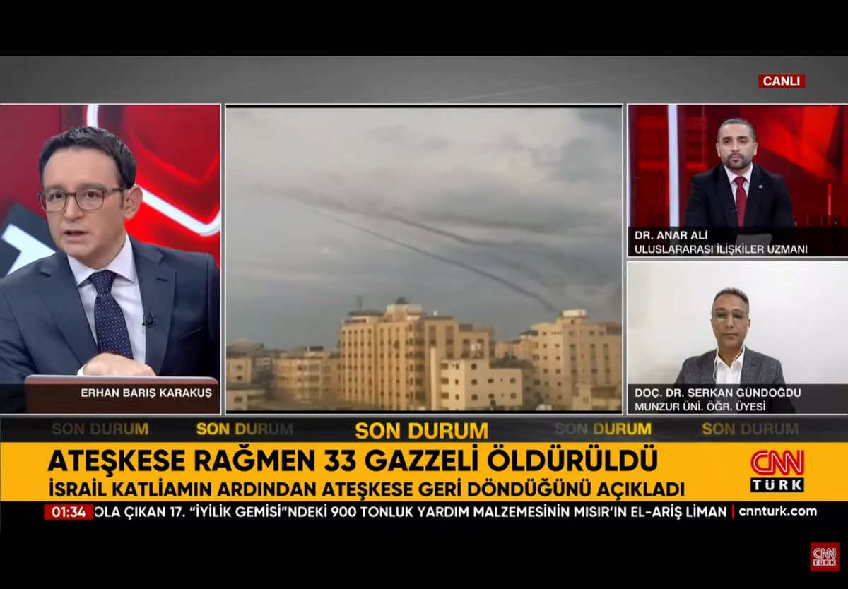 İsrail’in Gazze Barışını ve ateşkesi ihlalini, Gazzenin geleceğini Sn. Erhan Barış Karakuş moderatörlüğünde Sn. Dr. Anar Ali hoca ile CNNTÜRK ekranlarında değerlendirdik. <a href="/ekaraku/">Erhan Barış Karakuş</a> <a href="/cnnturk/">CNN TÜRK</a>