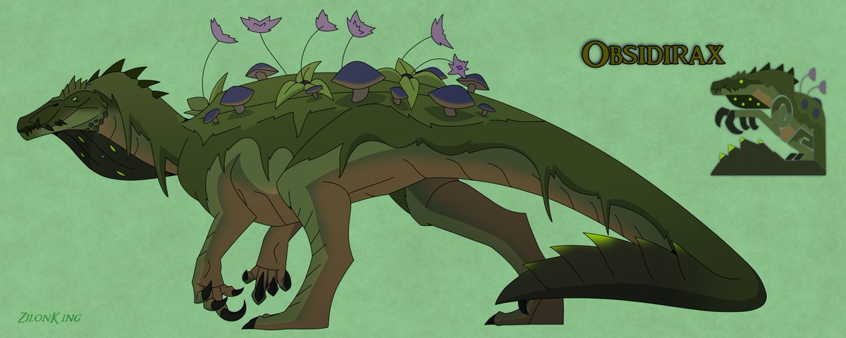 zillaking422's tweet photo. Monster Hunter - Obsidirax
@geistfell 

"Large semi-aquatic Brute Wyverns that ambush prey from the rivers they lurk. Luring monsters with sweet pheromones from the flowers upon its back. Waiting for any to come close to eat the mushrooms or flowers, then it strikes". https://t.co/KAzRjiziQh