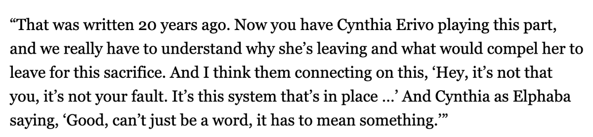 this has me fried cuz elphaba genuinely has every reason to hate glinda for aligning herself with the system that ruined her life and killed her sister but she genuinely does not blame her. instead, it's both of them seeing past the good/wicked witch facades