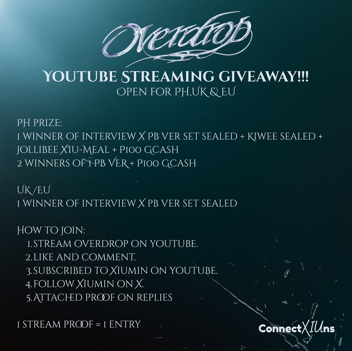connectXIUns's tweet image. YOUTUBE STREAMING GIVEAWAY!!!
Open for PH, UK and EU
PH prize:
1 winner of Interview X PB ver set sealed + Kiwee ver sealed + Jollibee XIU-meal + P100 Gcash
2 winners of 1 Interview X PB ver + P100 Gcash
UK/EU
1 winner of Interview X PB ver set sealed
More details 👇🏼
READY…