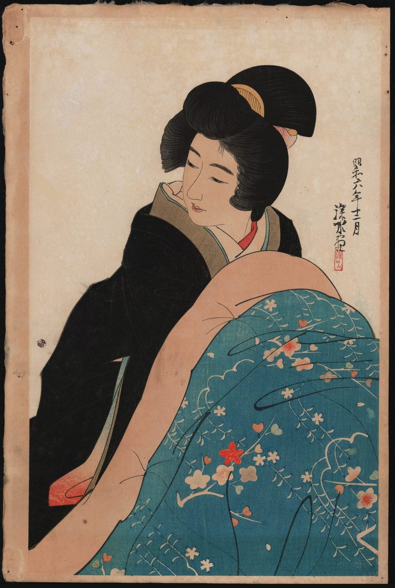 vasantasena_'s tweet photo. Chilly, wet October evening and this woodblock print gives all manners of cozy.

Shinsui Itō (1898-1972) 
Under the kotatsu 
Showa period, 20th century
From 'The Second Collection of Modern Beauties' (Gendai bijin shū dai nishū) https://t.co/N6j2Ukl7MB