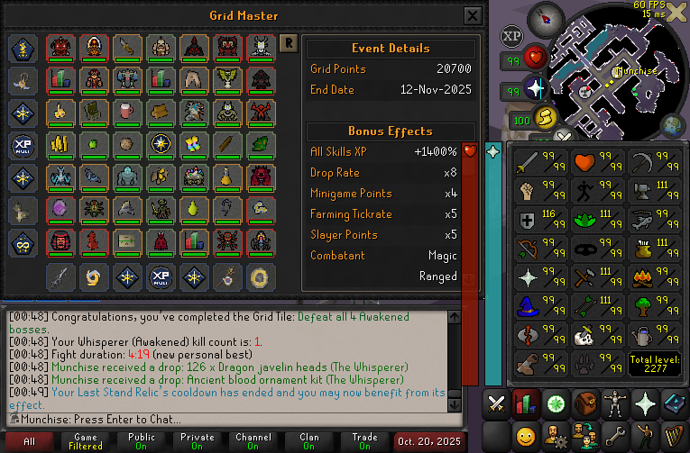 MunchiseOSRS's tweet photo. Grid Master Completed ☑️ (plus maxed💪) https://t.co/MYf1Y3AncM