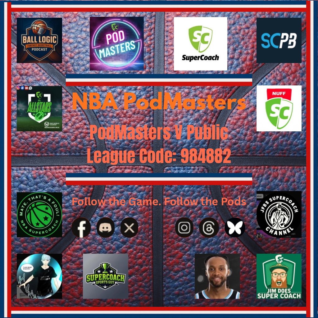 PodMastersSC's tweet image. 🏀 NBA PodMasters V Public 🏀

It’s time for hoops fans to step up!
Join the PodMasters V Public league on SuperCoach NBA and take on the best content creators all in one place.

Think you can out-coach the pods? Prove it.

💪 League Code: 984882

Follow the Game. Follow the…